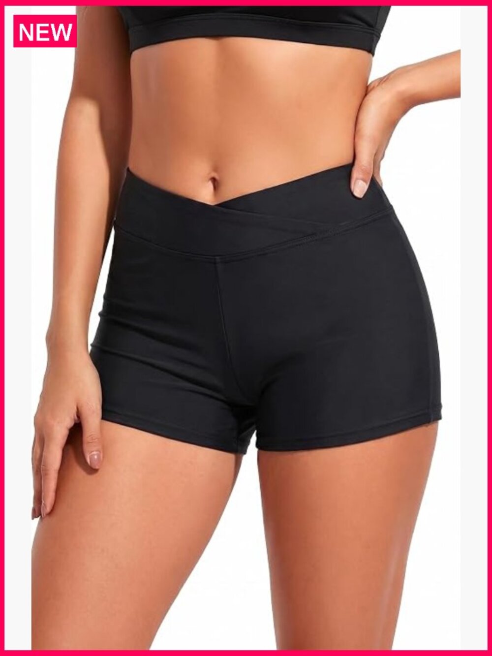 Cross Waist Tummy Control Swim Shorts Women's Bathing Suit Bottoms Plus Size